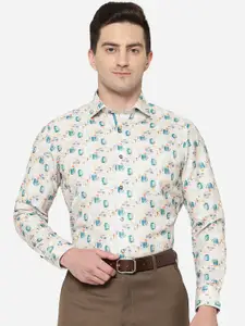 Greenfibre Men Slim Fit Printed Cotton Formal Shirt