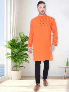 Kuons Avenue Mandarin Collar Geometric Printed Cotton Kurta