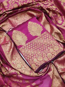 KALINI Pink & Gold-Toned Unstitched Dress Material