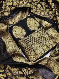 KALINI Black & Gold-Toned Unstitched Dress Material