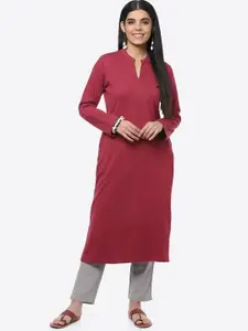 Biba Printed Band Neck Straight Cotton Kurta