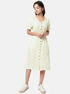 YU by Pantaloons Yellow Floral Ethnic A-Line Dress