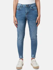 YU by Pantaloons Women Skinny Fit Low Distress Heavy Fade Jeans
