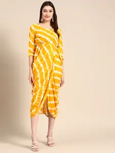 MABISH by Sonal Jain Leheriya Overlap Midi Ethnic Dress