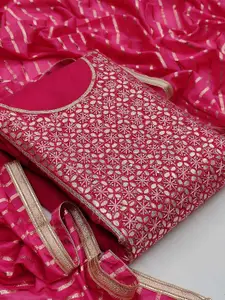 KALINI Pink & Gold-Toned Unstitched Dress Material