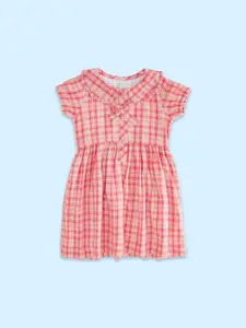 Pantaloons Baby Checked Peter Pan Collar Fit & Flare Cotton Dress