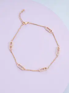 Kushal's Fashion Jewellery Gold-Plated CZ Studded Anklet