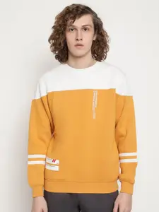 Octave Men Yellow Colourblocked Sweatshirt
