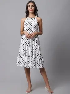 MARC LOUIS Polka Dot Printed Fit and Flare Dress