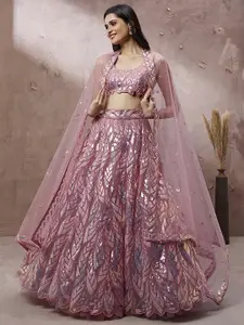 panchhi Embellished Sequinned Semi-Stitched Lehenga & Unstitched Blouse With Dupatta