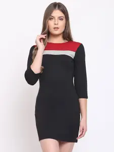 RIVI Black Colourblocked Sheath Dress