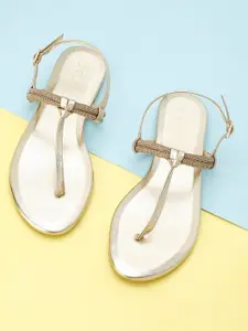 CODE by Lifestyle Women Gold-Toned T-Strap Flats