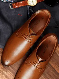 MUTAQINOTI Men Textured Formal Derbys Shoes