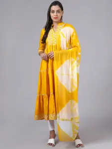 KALINI Mandarin Collar Floral Printed Kurta