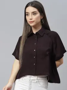 Cottinfab Shirt Style Crop Top