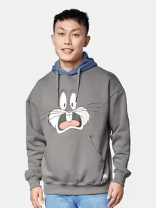 The Souled Store Graphic Printed Hooded Pullover Oversized Sweatshirt