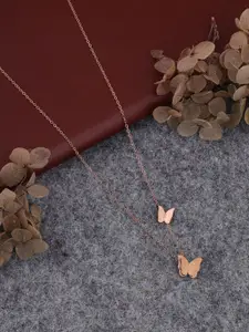 Brado Jewellery Rose Gold-Plated Butterfly Design Pendant With Chain