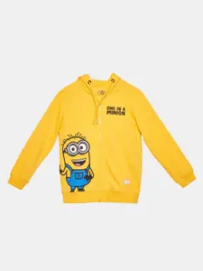 The Souled Store Boys Yellow Cotton Printed Hooded Sweatshirt