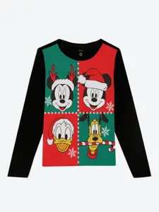 YK Disney Boys Christmas Mickey & Friends Printed T-shirt
