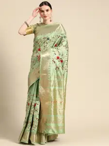 SERONA FABRICS Floral Embroidered Mysore Silk Saree