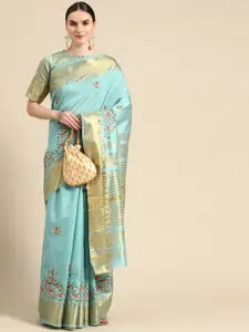 SERONA FABRICS Floral Embroidered Mysore Silk Cotton Saree