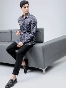 KETCH HIGHLANDER Men Floral Printed Knitted Party Wear Casual Shirt