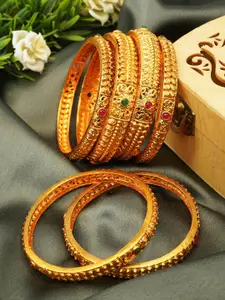 GRIIHAM Set Of 6 Gold-Plated AD-Studded Bangles