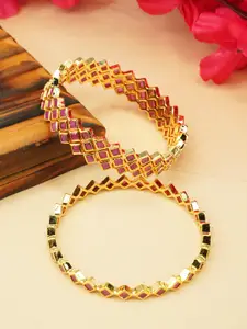 GRIIHAM Set of 4 Gold-Plated AD Studded Bangles