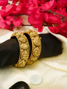 GRIIHAM Temple Collection Set of 2  Gold-Plated Temple Laxmi Bangles