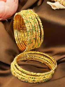 GRIIHAM Set Of 12 Gold-Plated AD-Studded Bangles