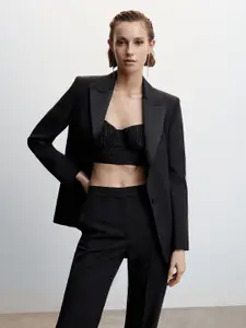 MANGO Shoulder Padded Single-Breasted Blazer