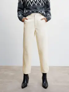 MANGO Women Corduroy Pure Cotton Straight Fit High-Rise Jeans