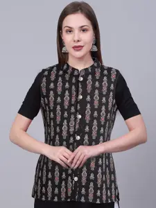 Assamica Women Printed Pure Cotton Nehru Jacket