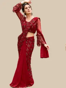 Chhabra 555 Embellished Sequinned Net Ready to Wear Saree