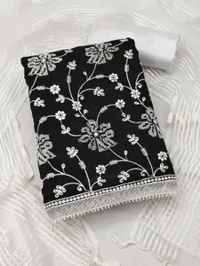 KALINI Black & White Embroidered Unstitched Dress Material