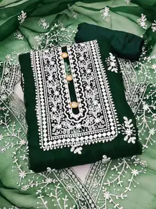 KALINI Embroidered Organza Unstitched Dress Material