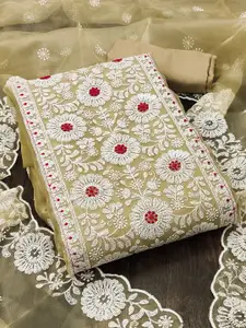 KALINI Embroidered Organza Unstitched Dress Material