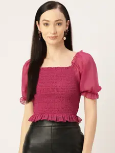 Slenor Smocked Georgette Crop Top