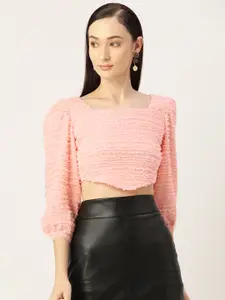 Slenor Textured Georgette Crop Top