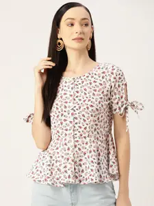 Slenor Floral Print Crepe Top