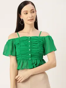 Slenor Ruched Georgette Bardot Top
