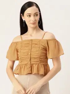 Slenor Ruched Georgette Bardot Top