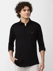 Peter England Men Black Comfort Slim Fit Casual Shirt