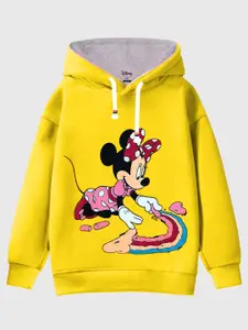KUCHIPOO Girls Minnie Mouse Printed Hooded Sweatshirt