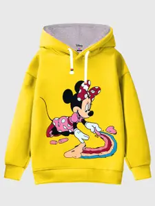 KUCHIPOO Girls Minnie Mouse Printed Hooded Sweatshirt