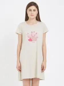 Soie Women Printed T-shirt Nightdress