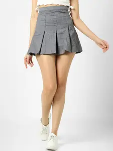 VASTRADO Women Pure Cotton Pleated Mini Skirt