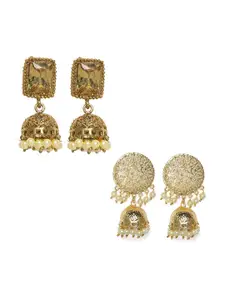 Kord Store Set of 2 Gold-Plated Contemporary Jhumkas Earrings