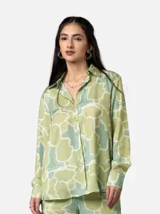 NEOFAA Women Semi Sheer Printed Casual Shirt