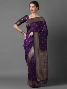 Mitera Ethnic Motifs Zari Silk Blend Banarasi Saree